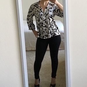 BCBG- Formal black & white blouse